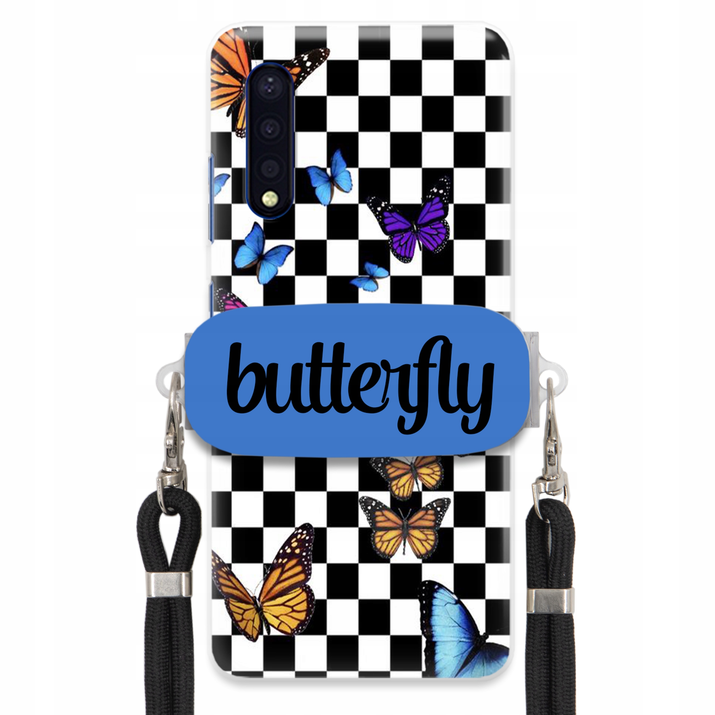 Puzdro Pre Samsung A41s Case Držiak Obdĺžnikový Čierny Vodítko Butterfly Motýle