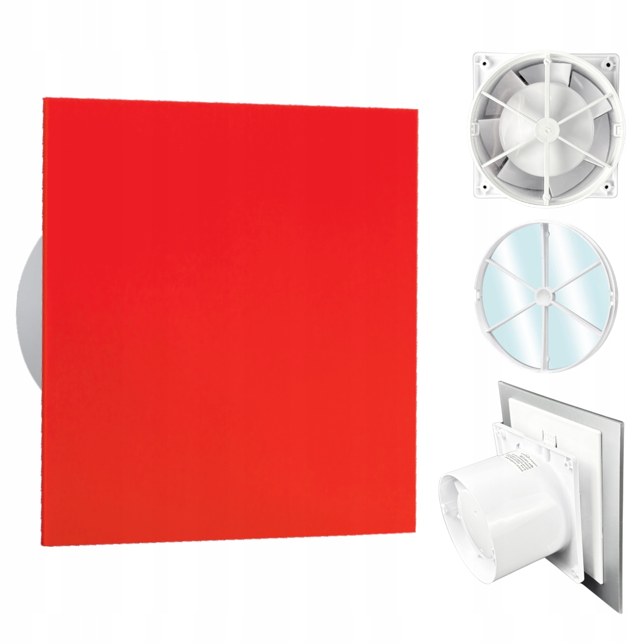 Koupelnový ventilátor dRim fi100 Zpětný Ventil Přední Strana Pp Červená