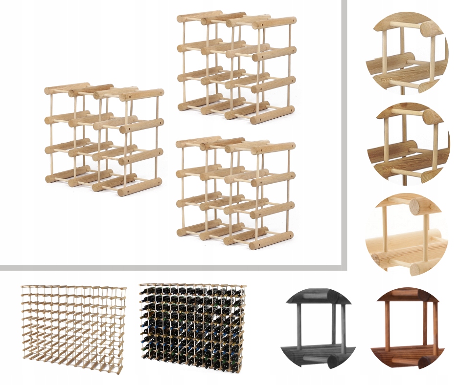 Regál na víno dubový stojan na víno Modulární regál na alkohol 27+6 bot Dub