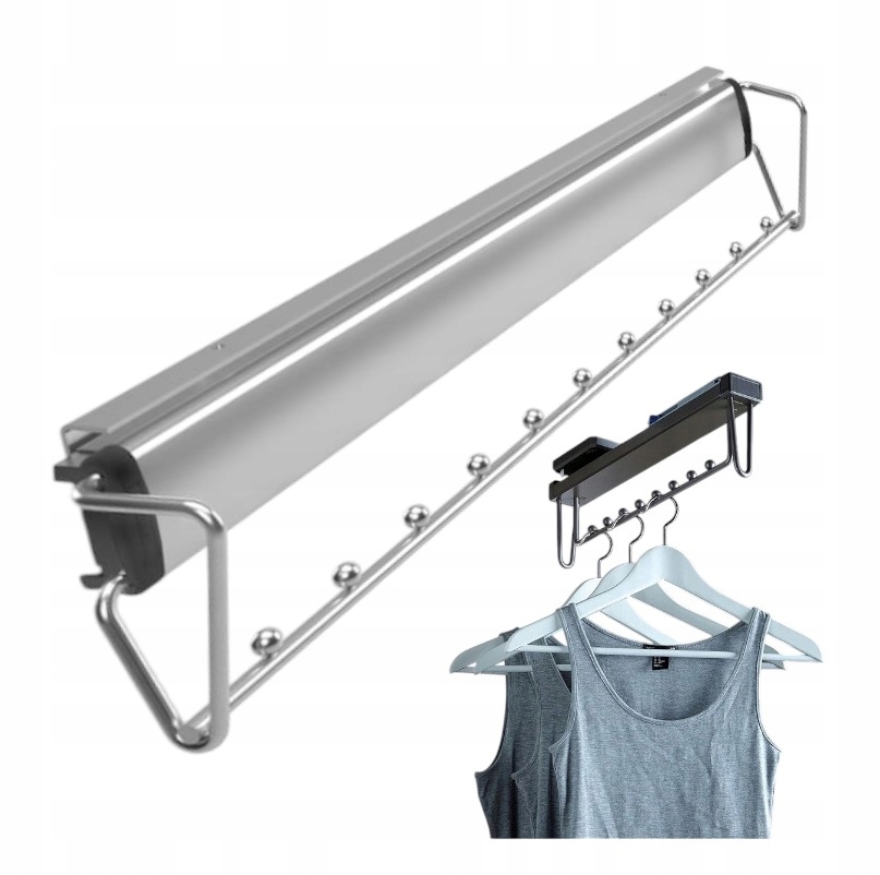 Výsuvný Věšák na oblečení tyč do skříně multifunkční boční stříbrná