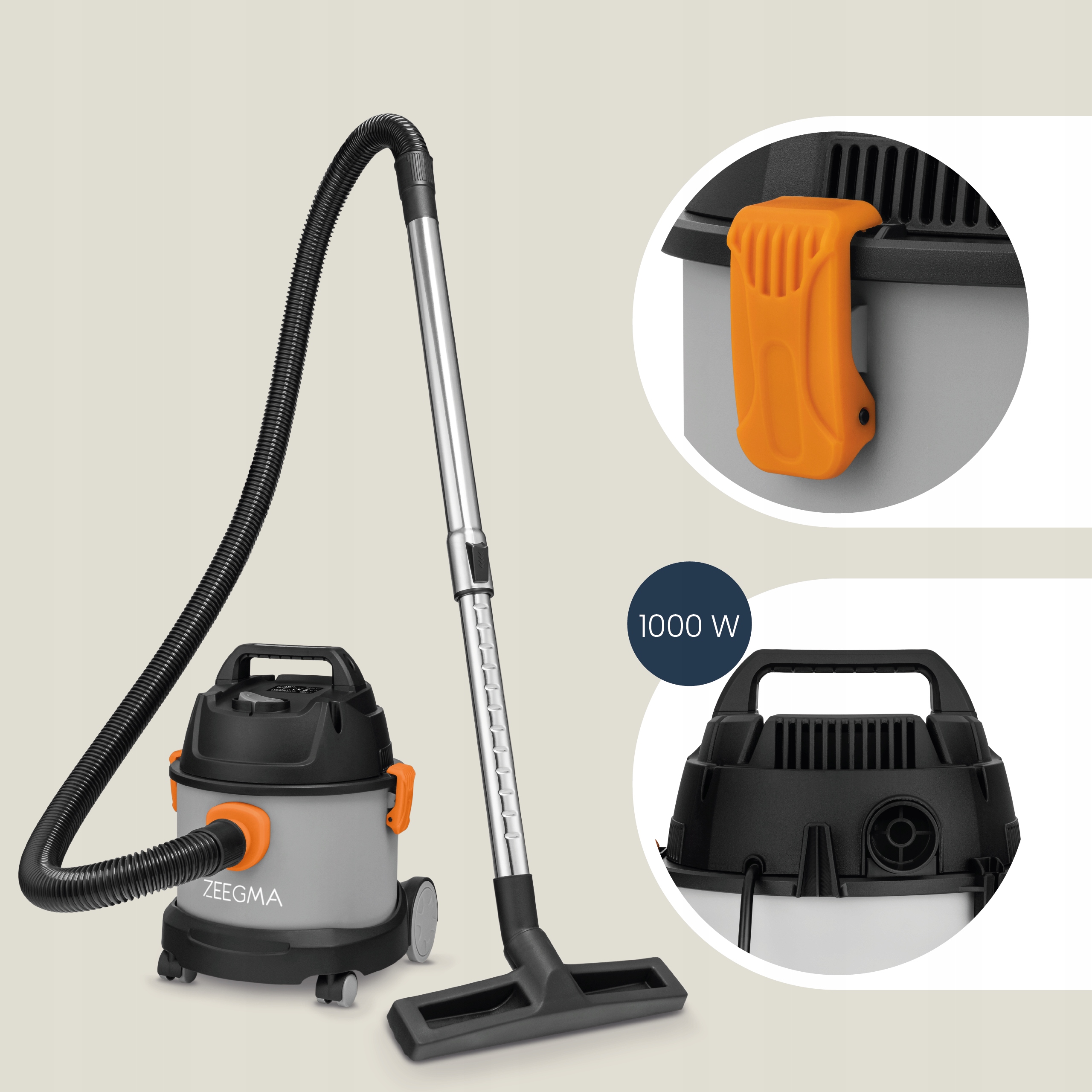 ODKURZACZ PRZEMYSŁOWY NA MOKRO I SUCHO MOCNY ZEEGMA 6L Worki x3 Seria Pro Compact