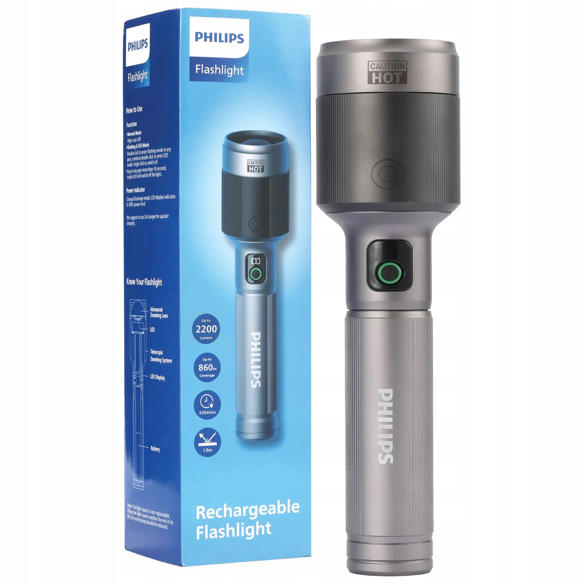 Latarka Akumulatorowa Philips SFL5102 2200lm Zoom aluminiowa obudowa