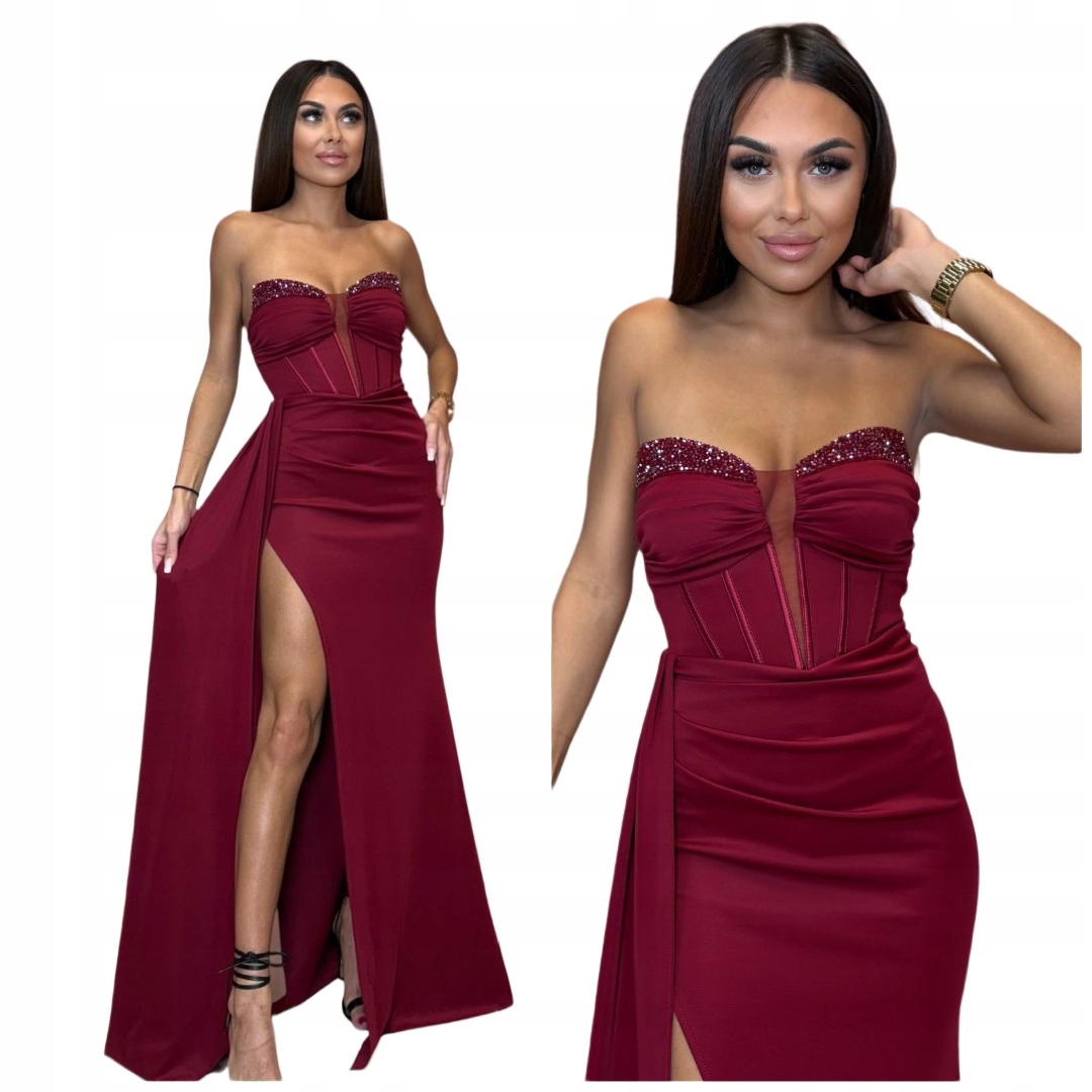 Portofino Bordó Dlouhá Šaty rybka na Silvestra Ples Studnička L