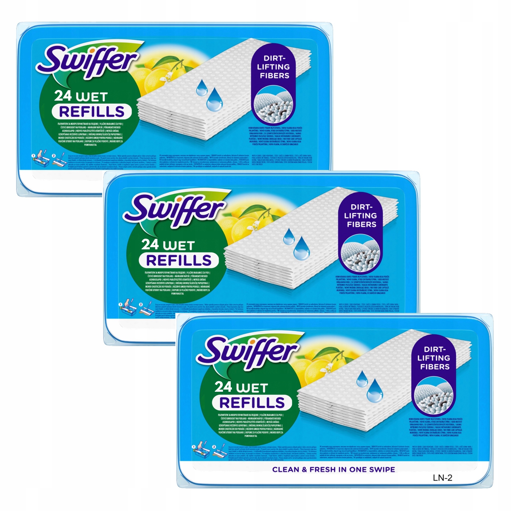 3x Swiffer Mokré utěrky na mop Citrus Fresh vyměnitelné náplně 24 ks