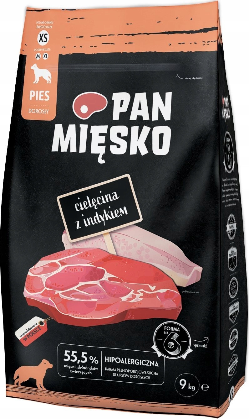 Levně Pan Mięsko krmivo suché telecí maso s krůtím masem 9 kg