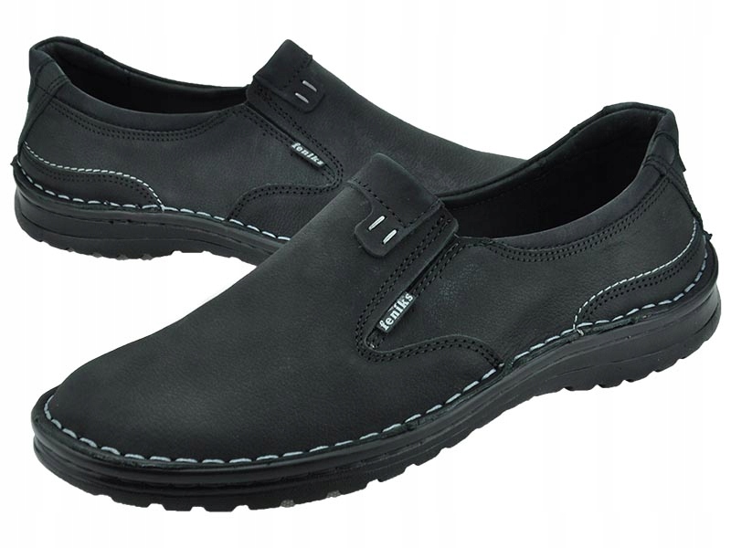 MĘSKIE POLSKIE MOKASYNY SKÓRZANE 270 CZARNY 43 Rozmiar 43