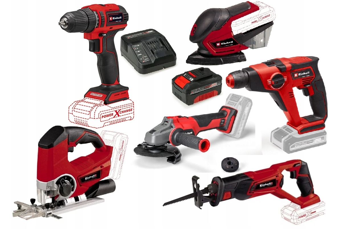 Einhell Sada Aku Elektrického Nářadí 4,0AH Kladivo Šroubovák Ostatní Bruska 18V