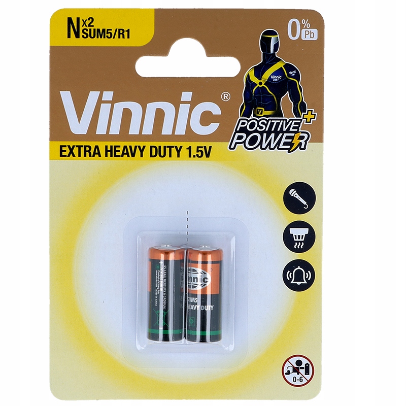 

2x Bateria 1,5V Vinnic SUM5 R1 N MN9100 LR1 E90