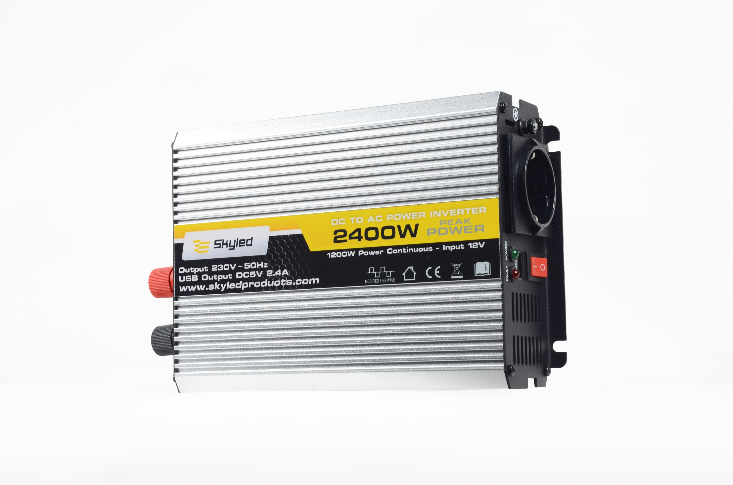 PRZETWORNICA NAPIĘCIA SAMOCHODOWA 2400W (MOC CHWILOWA) INWERTER 12V 230V