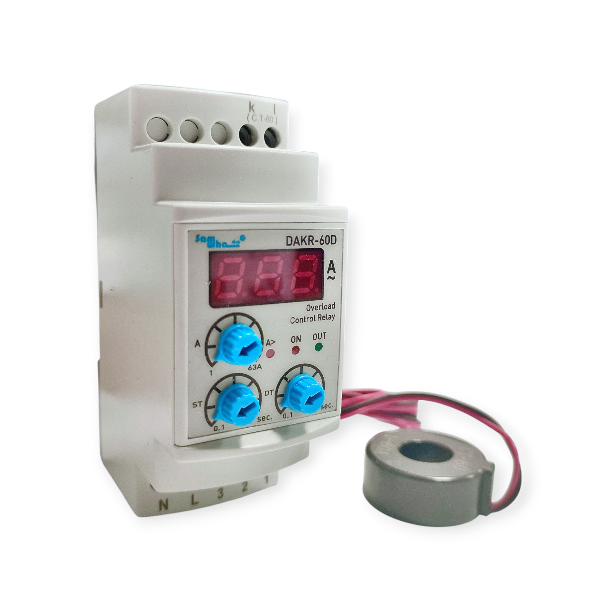 Cyfrowy jednofazowy przekaźnik przeciążeniowy auto reset zakres 1-63A