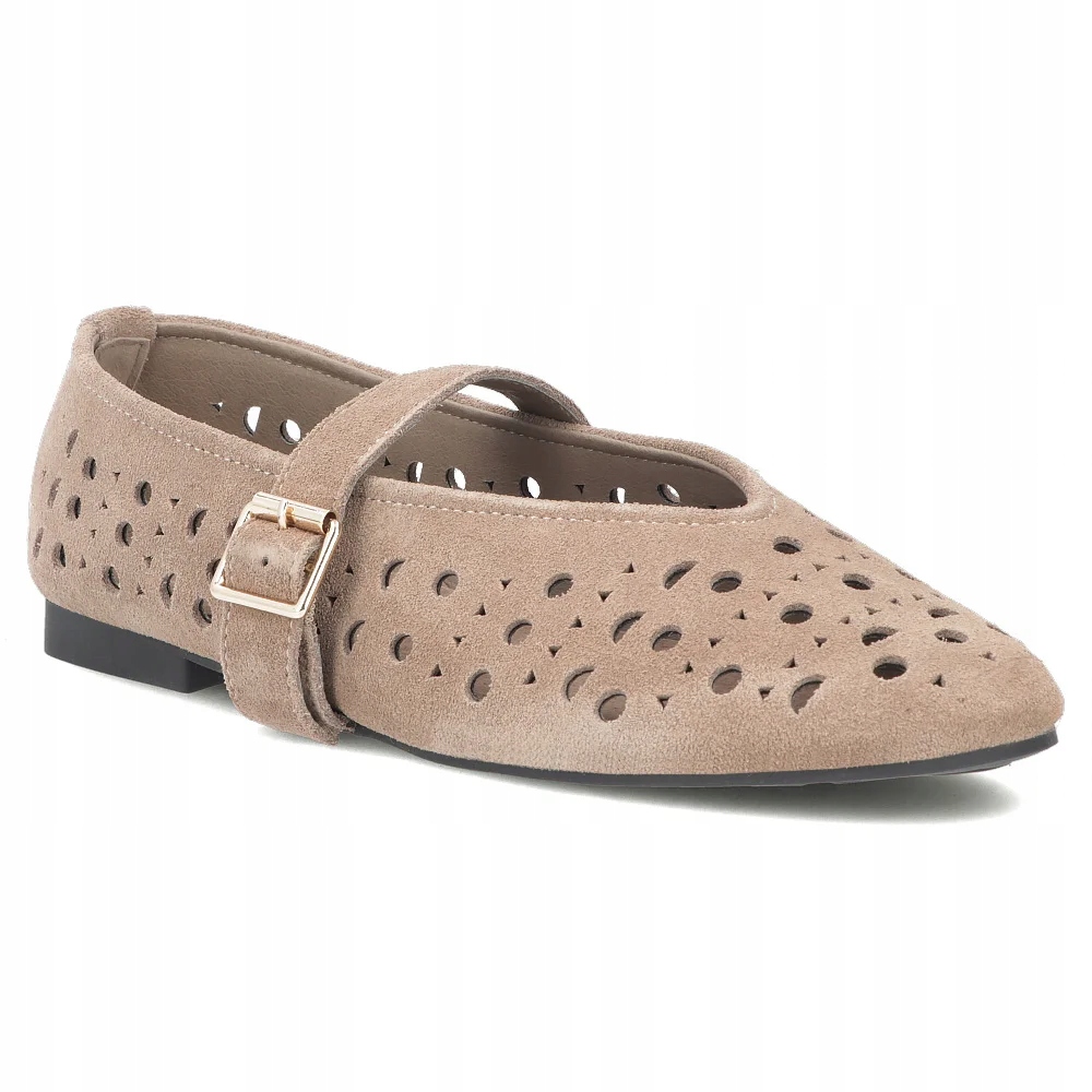 Buty damskie skórzane baleriny ażurowe lekkie Filippo płaskie r.39