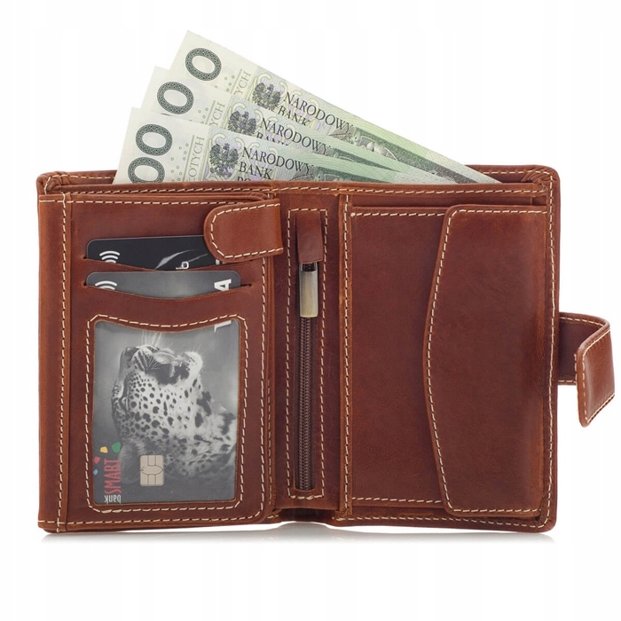 Hnědá pánská peněženka Vintage z hrubé přírodní kůže Jucht Belveder BJ62