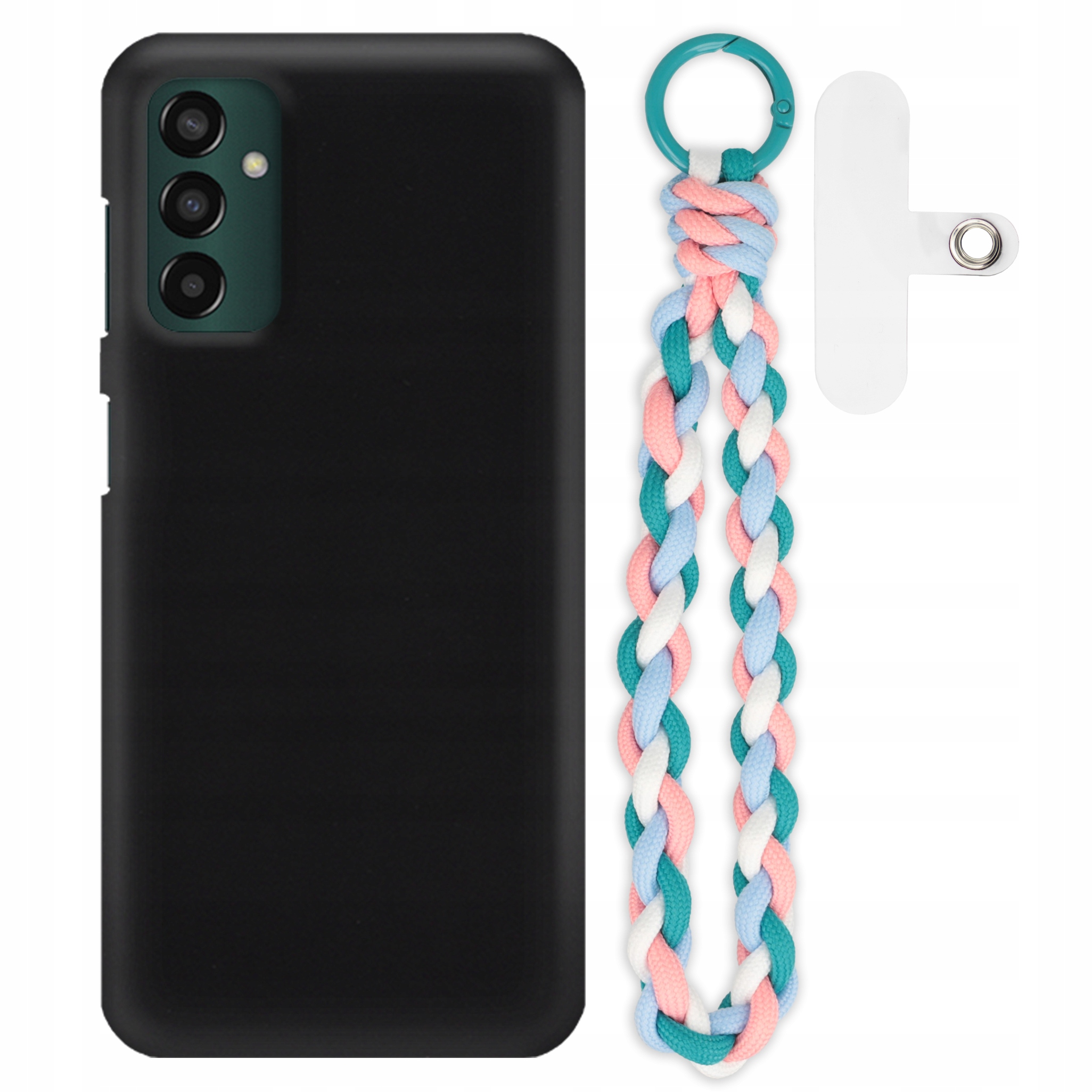 Puzdro Na Samsung M13 4 G Matné Čierne Puzdro Ružovo-morské Vodítko Na Ruku S Držiakom