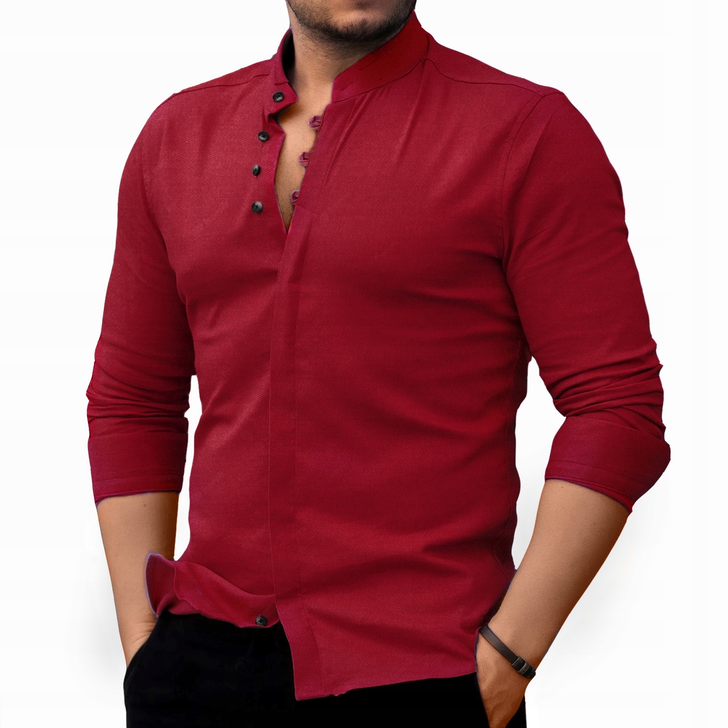 Koszula Męska Casual Stójka Codzienna Gładka NEW