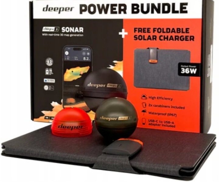 Echosonda Deeper Chirp+ 3 Sonar Power Bundle Solar Do Ładowania