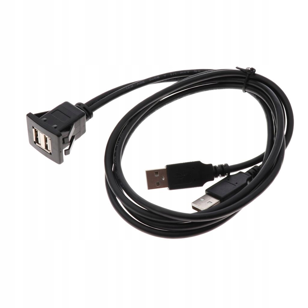 Car Dual USB2.0 Extension Panel Cable Dashboard