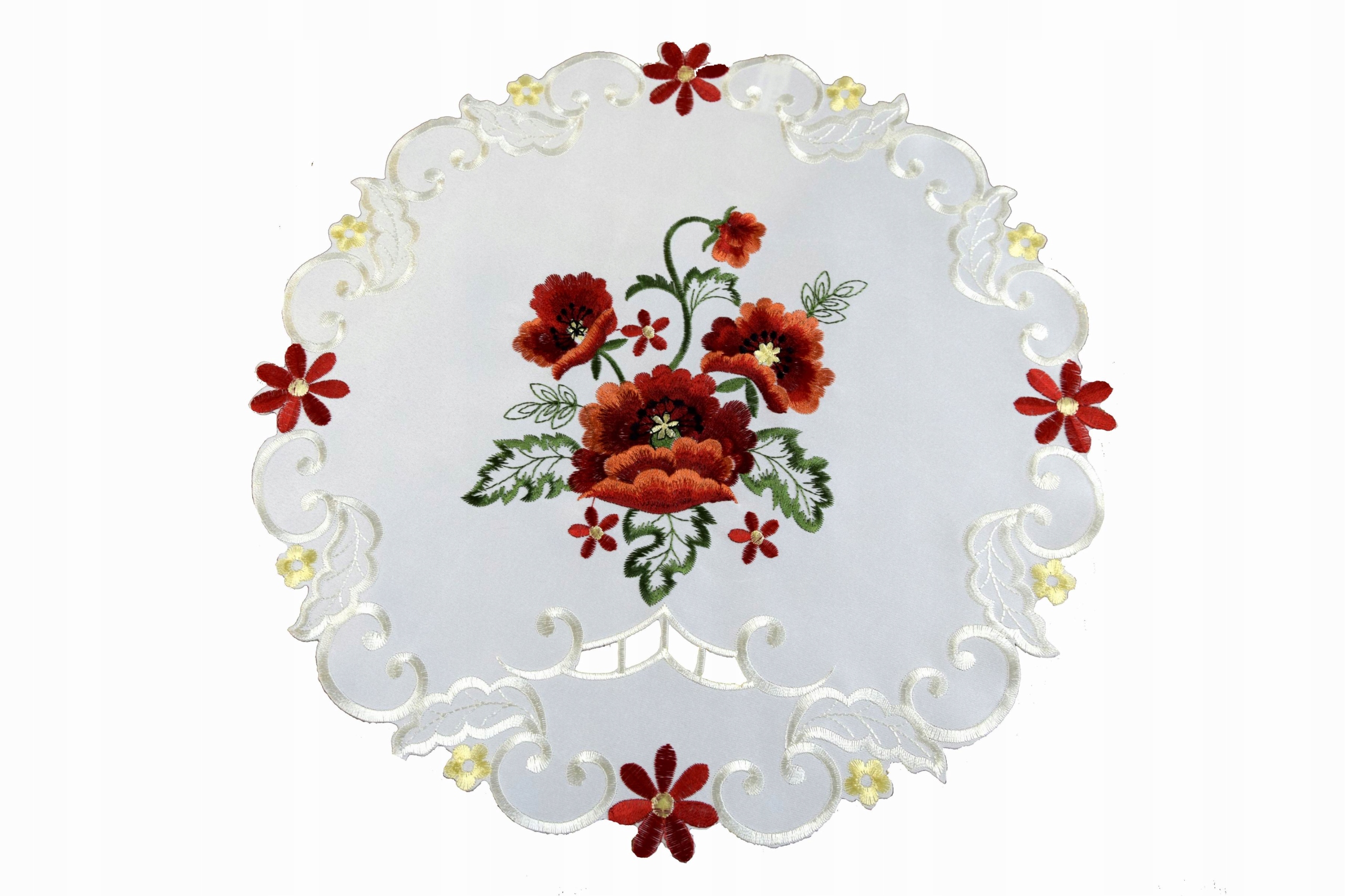 

Kremowa Serwetka Z Czerwonym Haftem Serwetki Koło