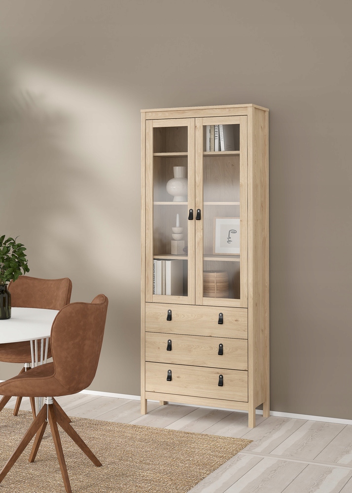 Witryna wysoka 79x199 cm Madrid Jackson Hickory szklana gablota do salonu