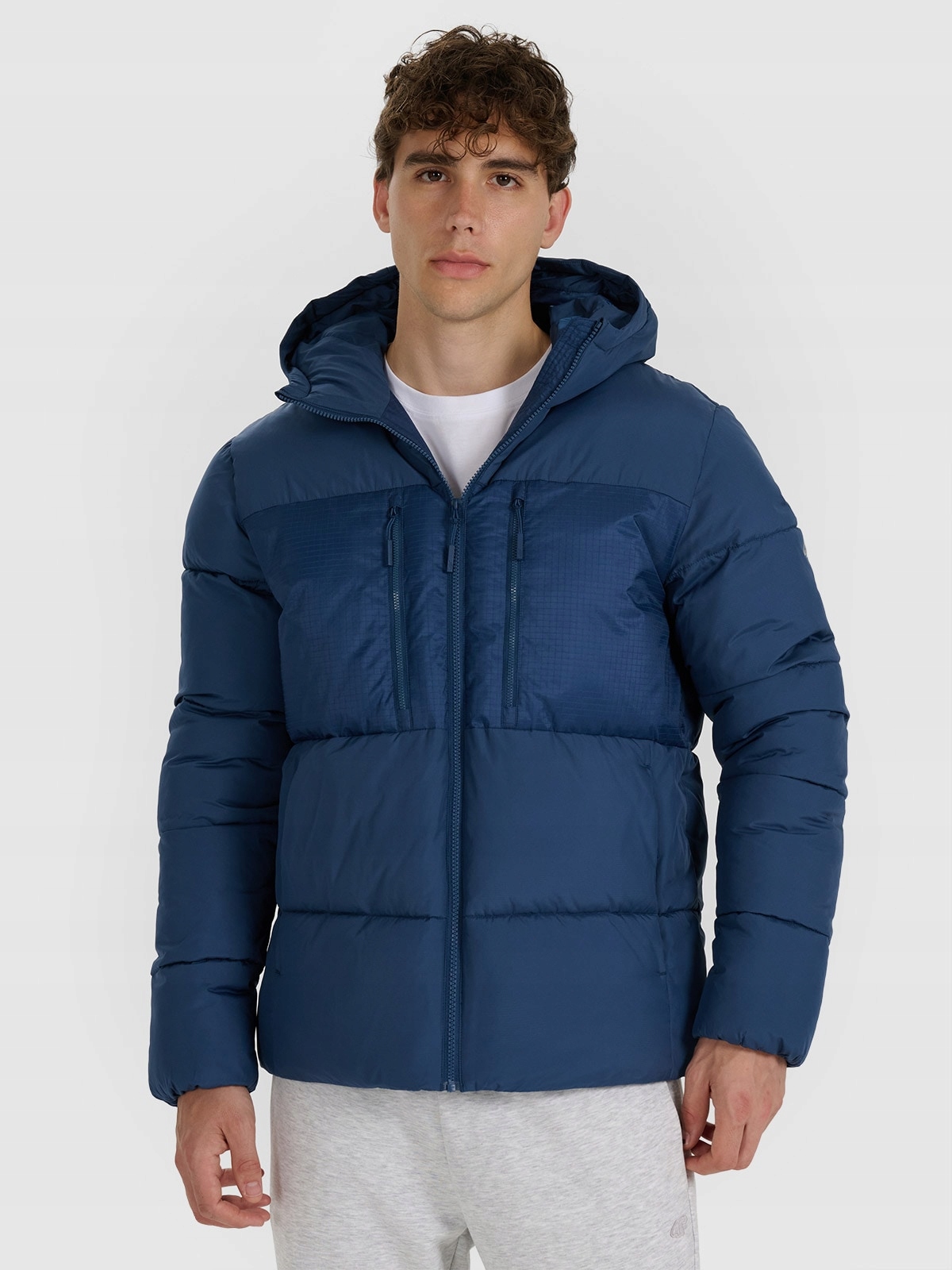 4F Pánská péřová bunda Granátová XL