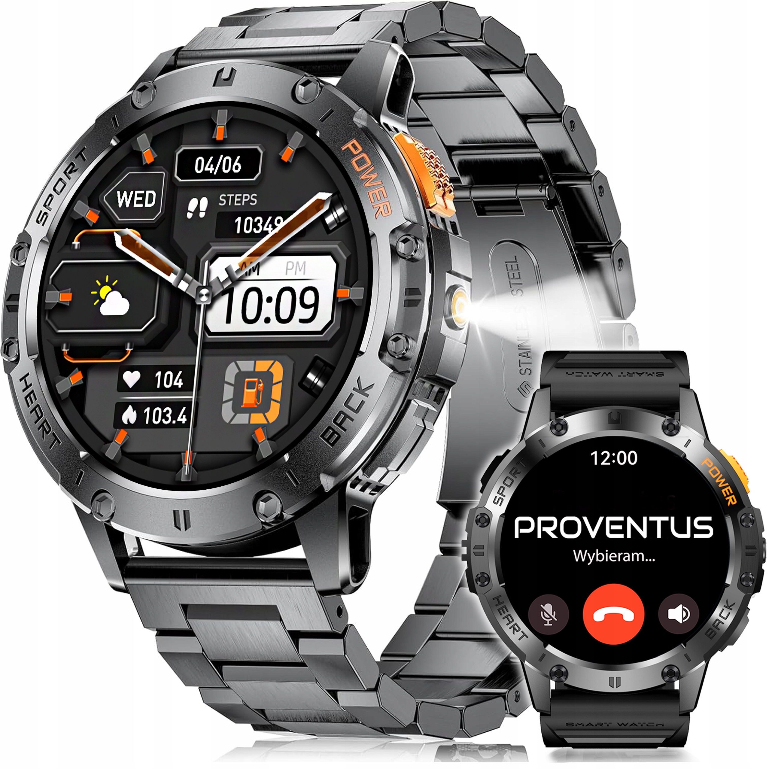 Мужские часы Smartwatch AMOLED IP68 530mah измерения разговора SMS фонарик RU