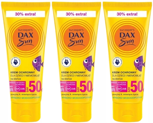3 kusy Krém pro děti SPF50+, 75 Ml Dax Jemná dětská pokožka Bavlna