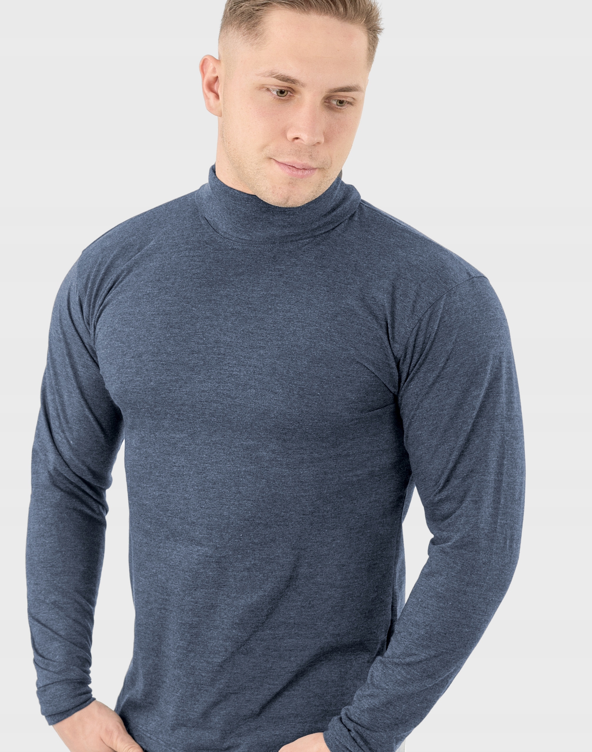 Elegancki Sweter Golf Męski Golfy WXM 4XL jeansowy Marka inna