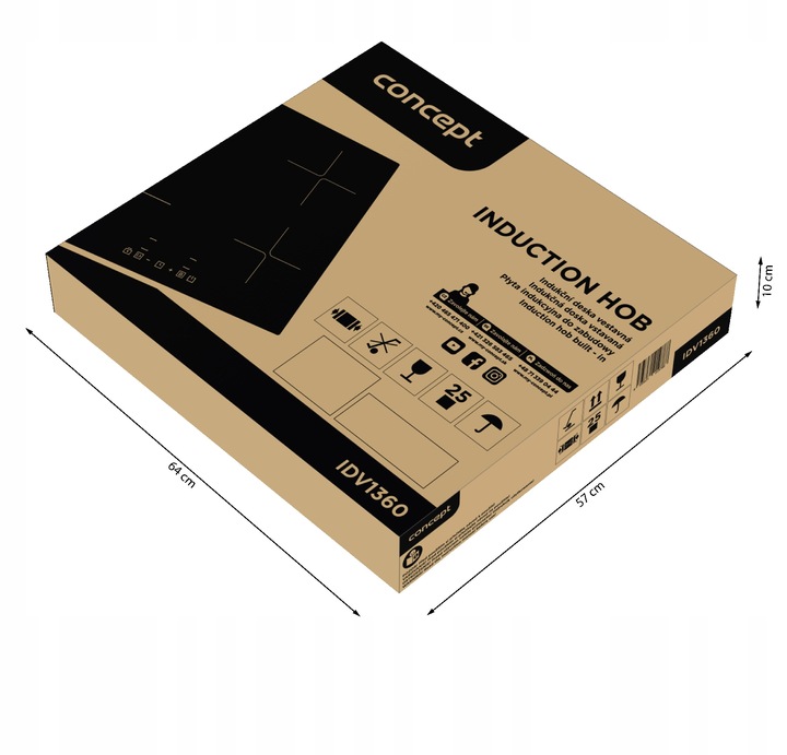 Płyta indukcyjna do zabudowy Concept IDV1360 TIMER Powerbooster Kolor dominujący czarny