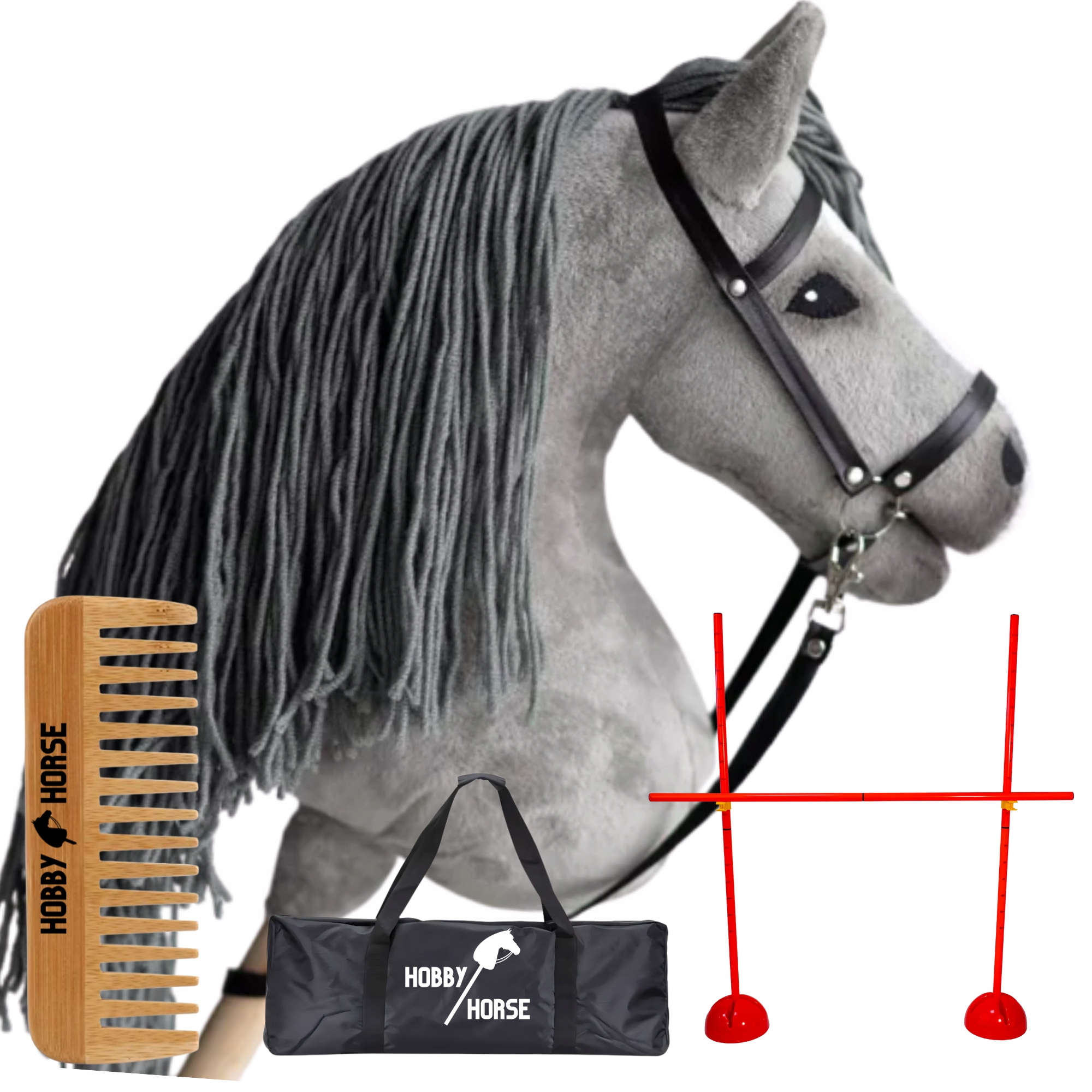 Zestaw Hobby Horse Koń Na Kiju A4 Przeszkoda Do Skakania 120CM Grzebień