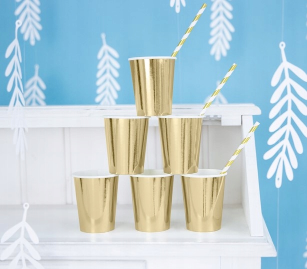 Kubeczki papierowe złote 6 szt 220ml Marka PartyPal