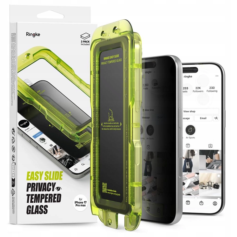 Ringke Szkło Prywatyzujące Easy Slide 2-PACK Do Iphone 17 Pro Max Ochrona