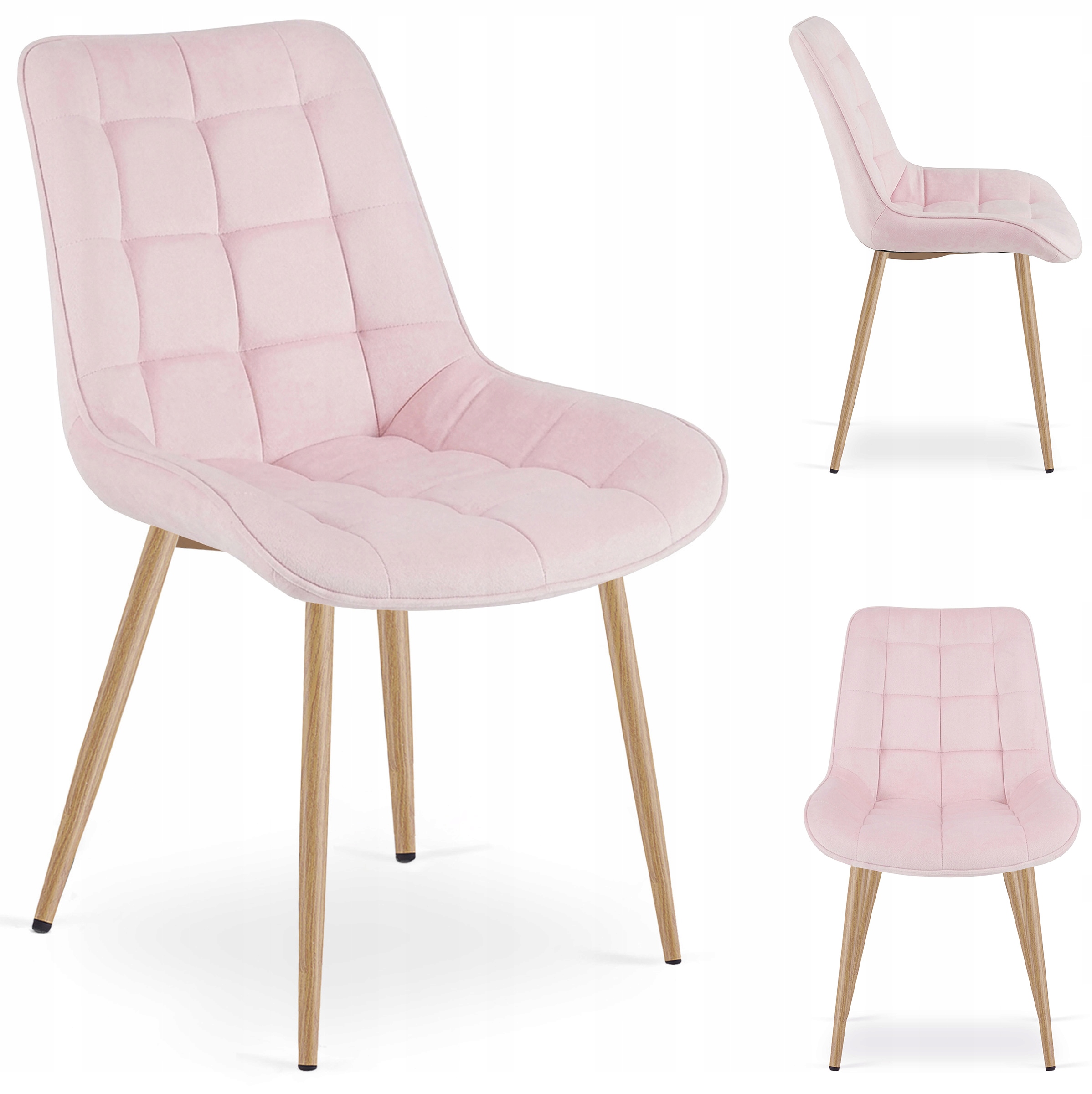 Krzesło Tapicerowane Welurowe Velvet Do Salonu Kuchni Jadalni Erba Różowe