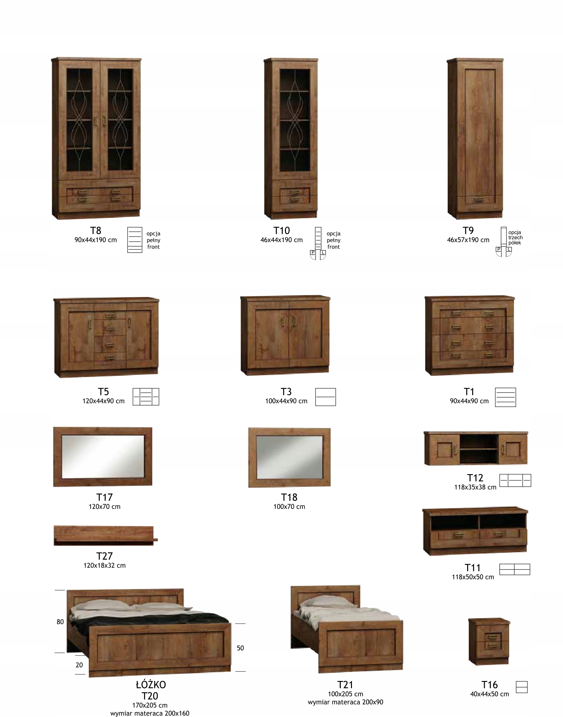 Witryna dwudrzwiowa TADEUSZ T8- DĄB STULETNI Wykończenie matowe