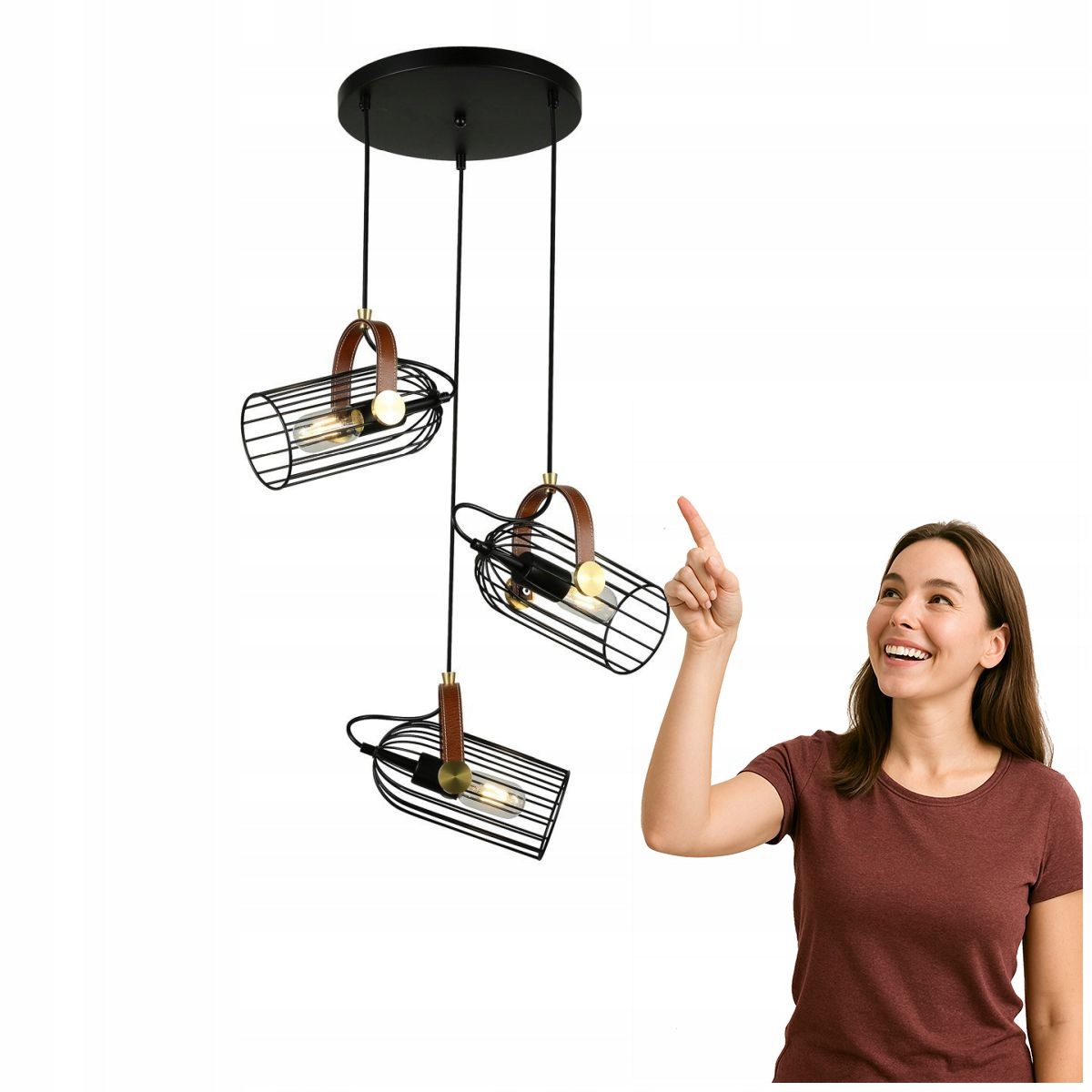 Antoin Závěsná lampa 3xE27, Industriální černá Italux