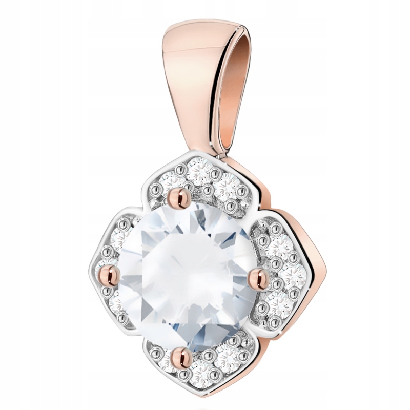 Zlatý Přívěsek Přívěsek pr. 585 Květina Brilianty 0,06 ct a Safír 0,60 ct