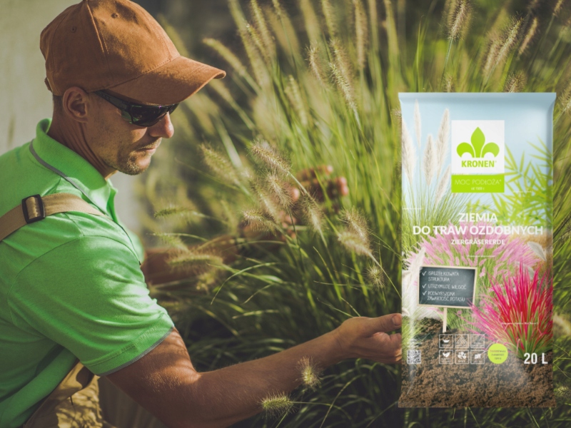 PODŁOŻE ZIEMIA DO TRAW OZDOBNYCH TRAWY PAMPASOWEJ I BAMBUSÓW 20L KRONEN Marka bez marki