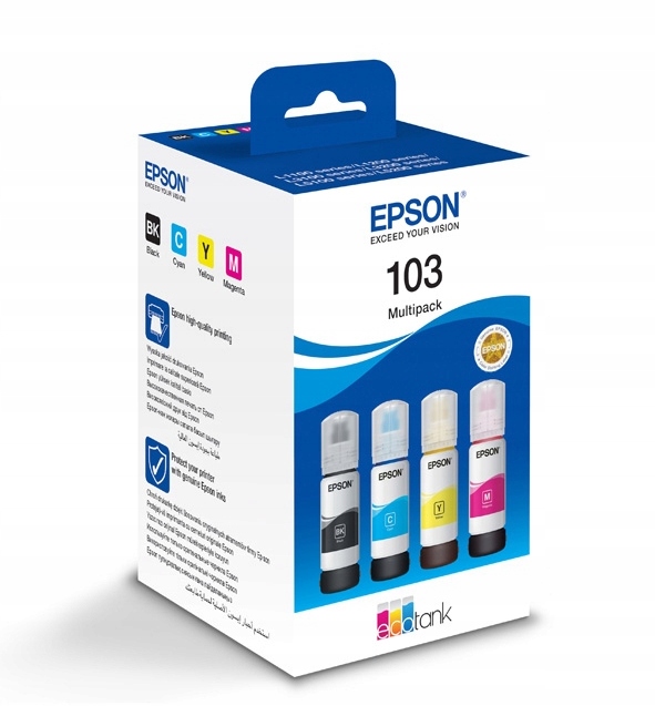 Zestaw 4 tuszy org. Epson 103 Cmyk T00S1 T00S2 T00S3 T00S4