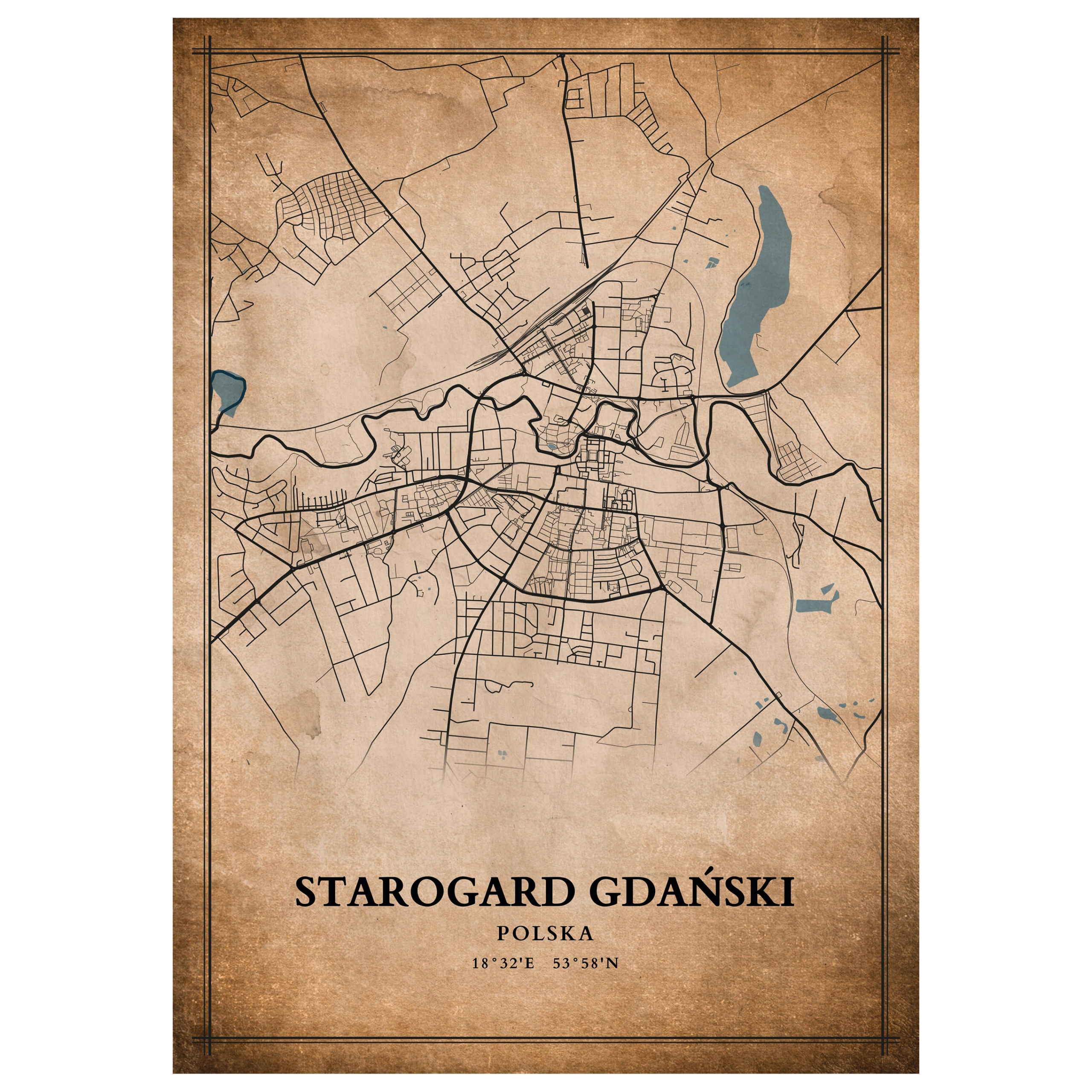 

Plakat Mapa vintage Starogard Gdański 100x70cm