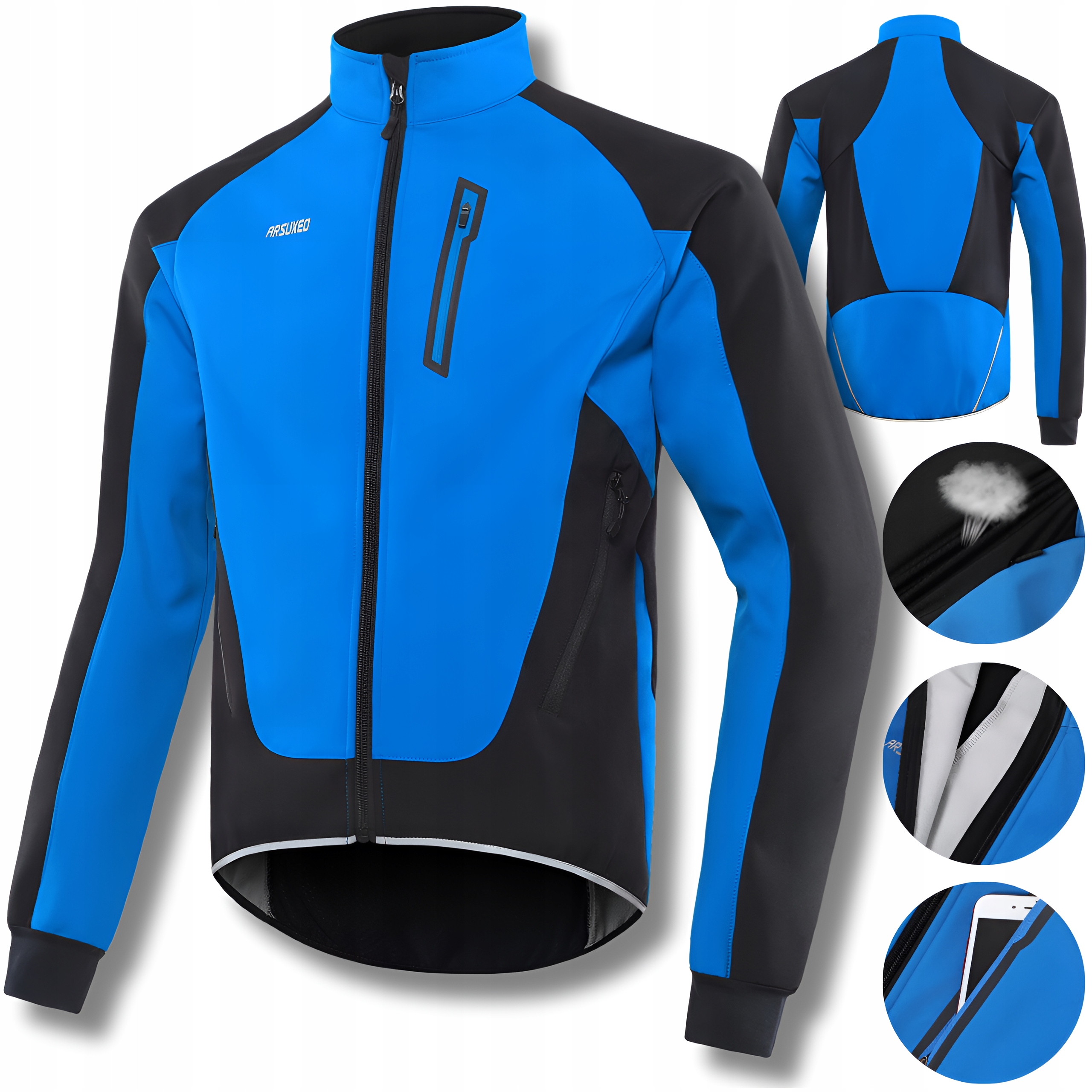 KURTKA ROWEROWA MĘSKA ZIMOWA SOFTSHELL OCIEPLANA TERMOAKTYWNA BB ARSUXEO