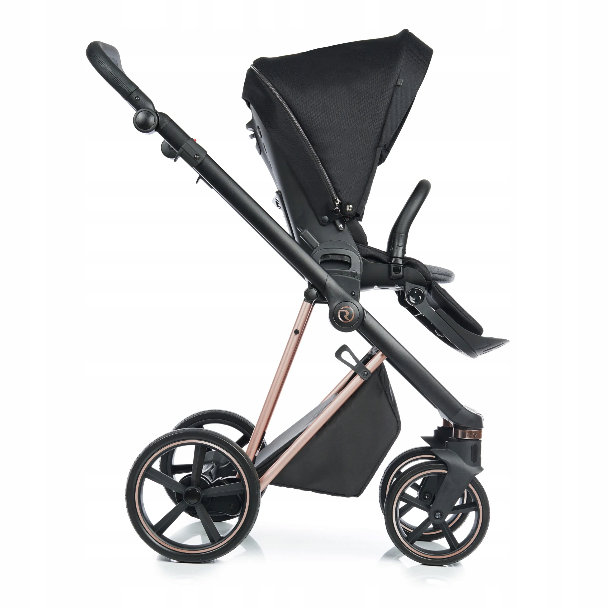 Wózek 2w1 Roan IVI Raven ROSE GOLD +Akcesoria + ADAPTERY DO FOTELIKA Kolor czarny