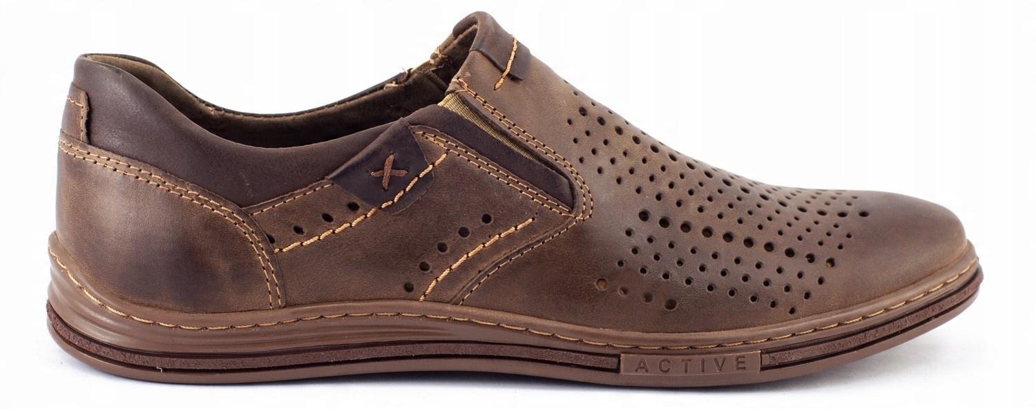 

Buty Męskie Skórzane Na Lato Polskie 401 Brąz 48