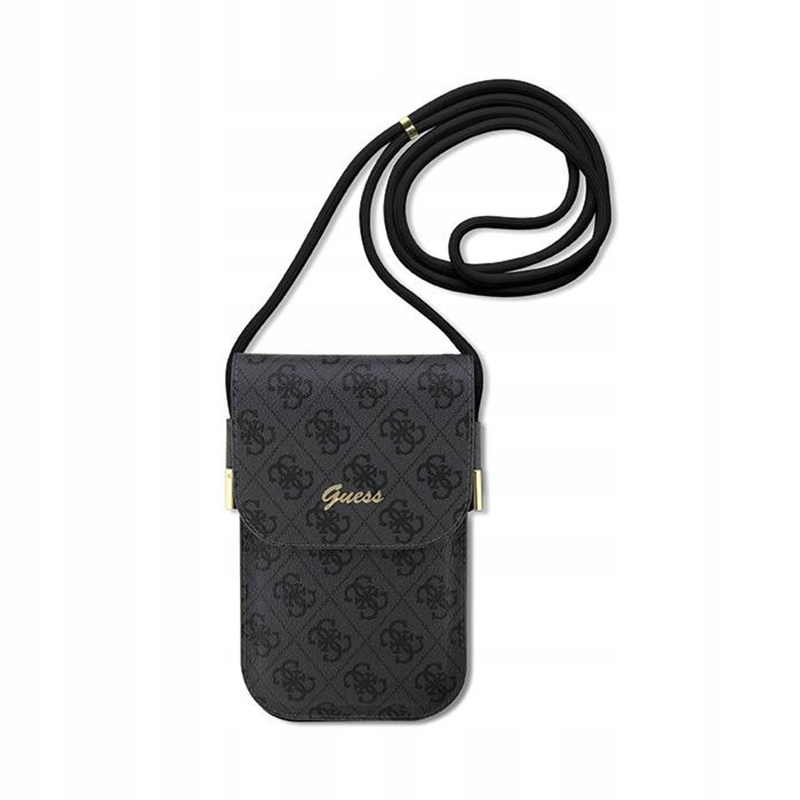 Guess 4G Metal Script Logo crossbody kabelka na telefon (černá)