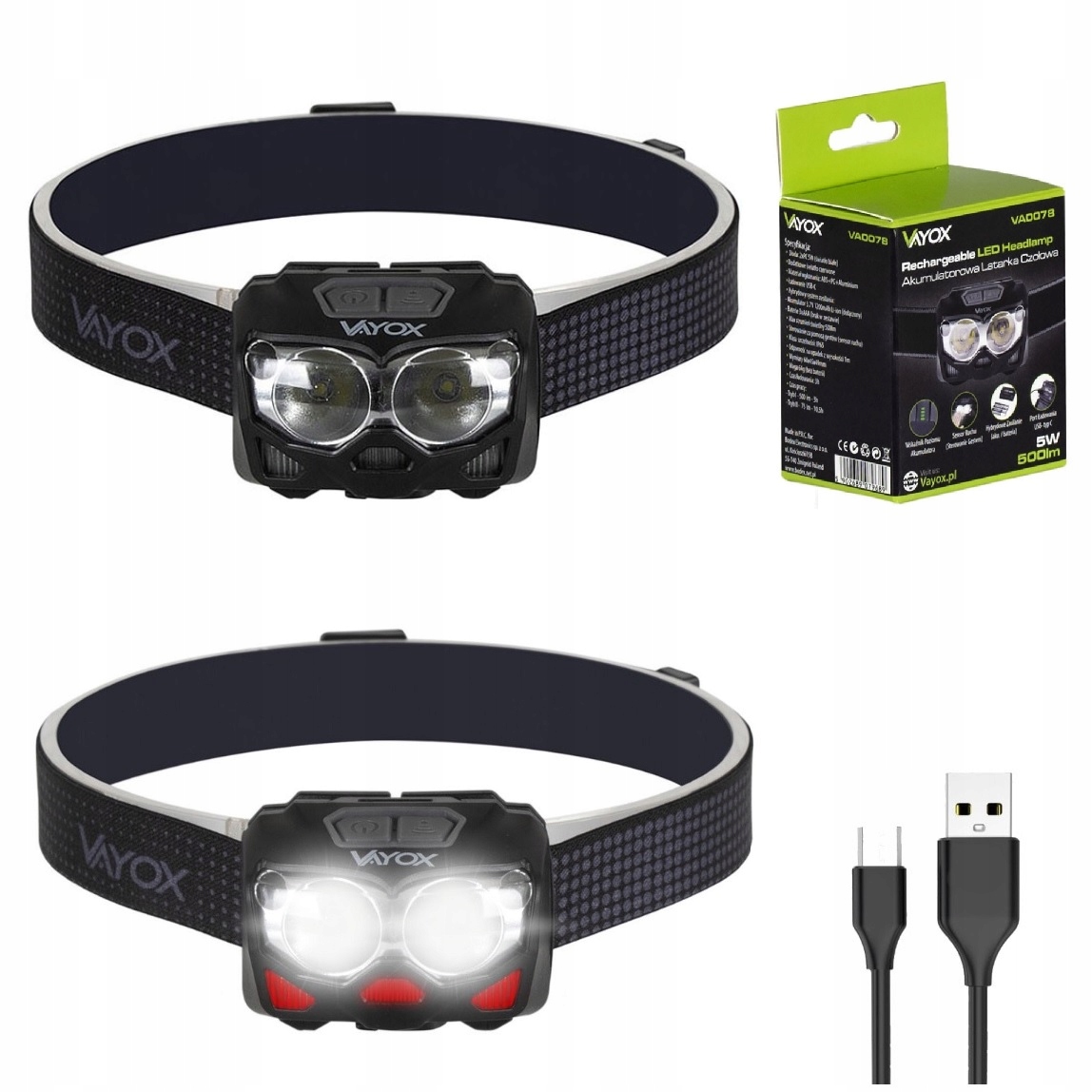 

Latarka Czołowa Mocna Led Czujnik Usb Aku I Bateri