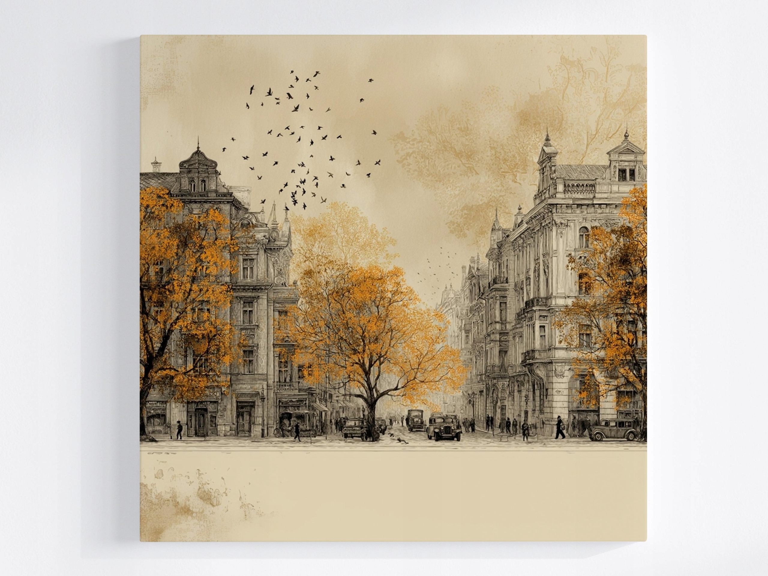 Obraz Na Plátně Canvas Vintage Staré Město Podzim Retro Sepia 80x80