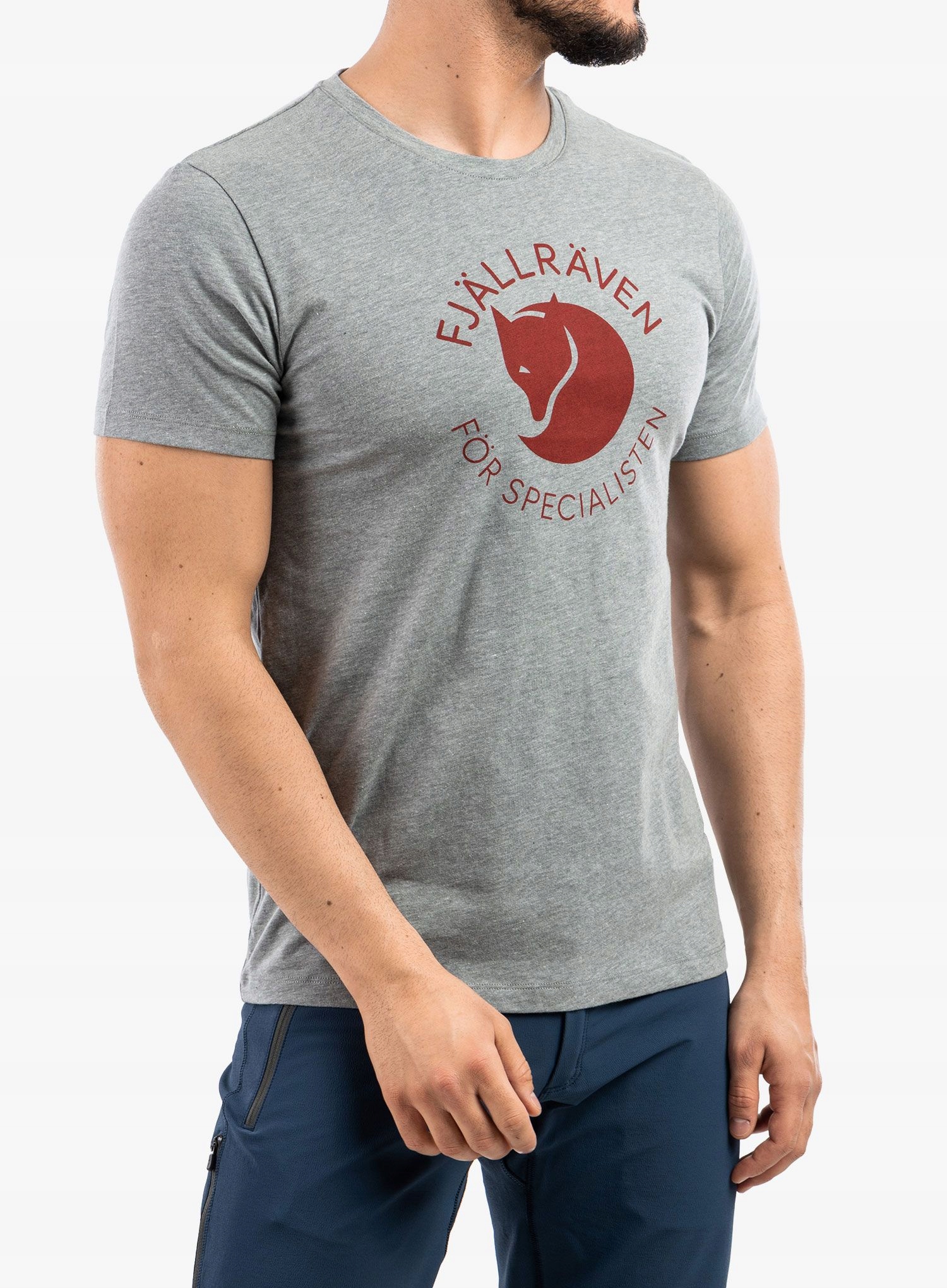 Bavlněné tričko Fjallraven Fox T-shirt šedý melír XL