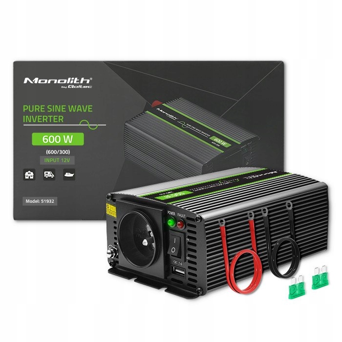 

Przetwornica napięcia 300/600W12V/230VCzysty Sinus