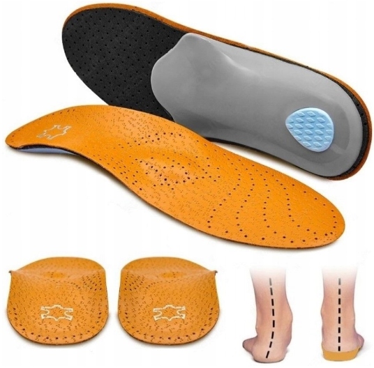 WKŁADKI DO BUTÓW PŁASKOSTOPIE KOŚLAWOŚĆ SUPINUJĄCE ORTOPEDYCZNE SKÓRZANE