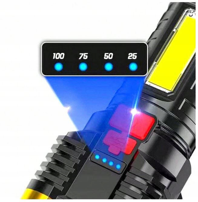 MOCNA MAŁA MEGA LATARKA TAKTYCZNA COB ZOOM LED USB AKUMULATOROWA Zasilanie akumulatorowe