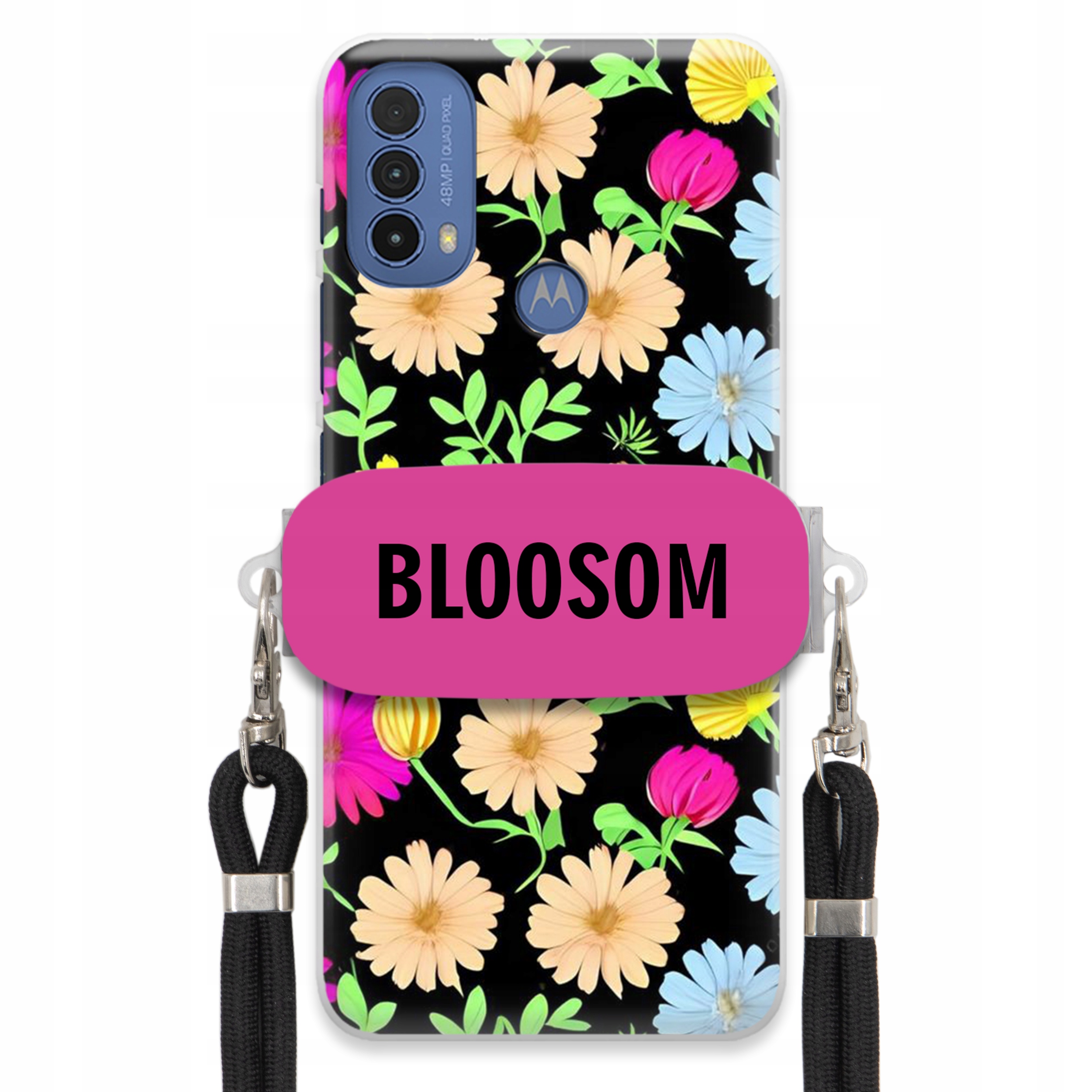 Puzdro Držiak Crossbody Pre Motorola E40 Puzdro Case Kvety Bloosom Flower