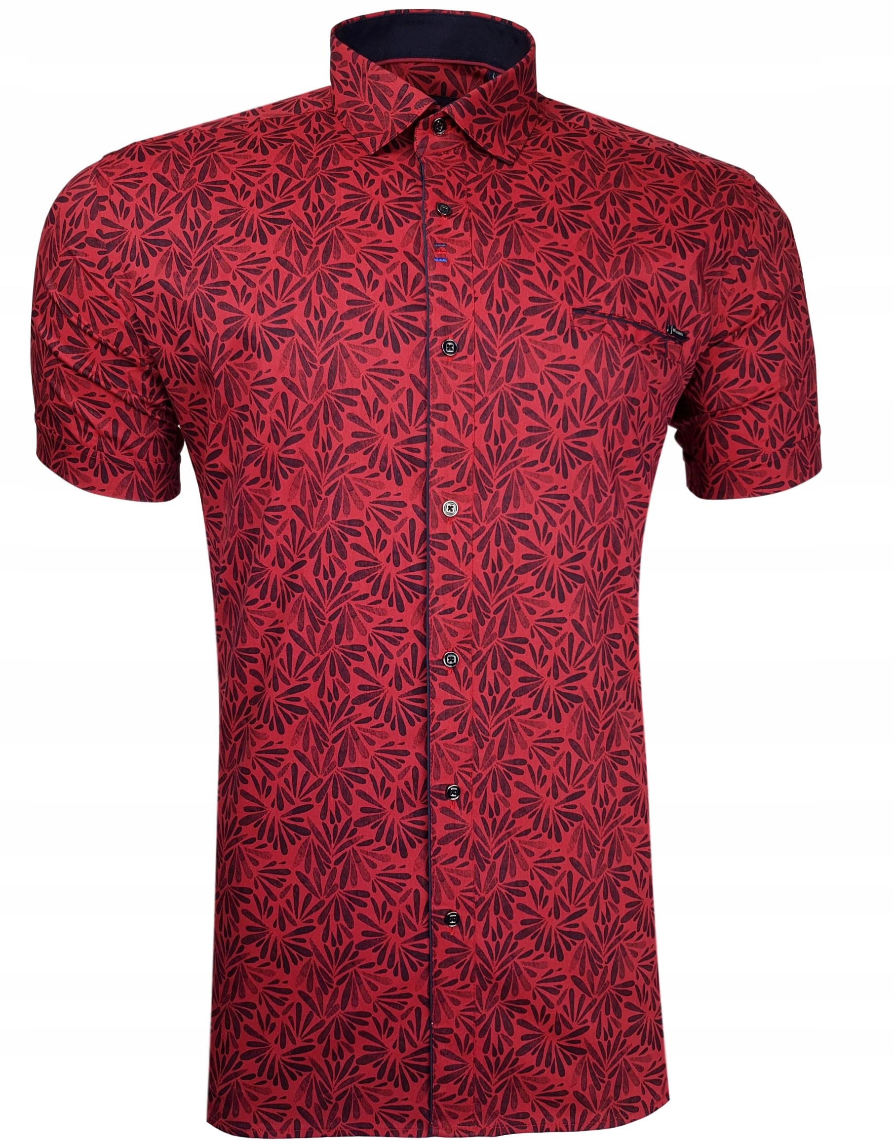 

Koszula Krótki Rękaw Slim Fit N66 Wzorki r. L