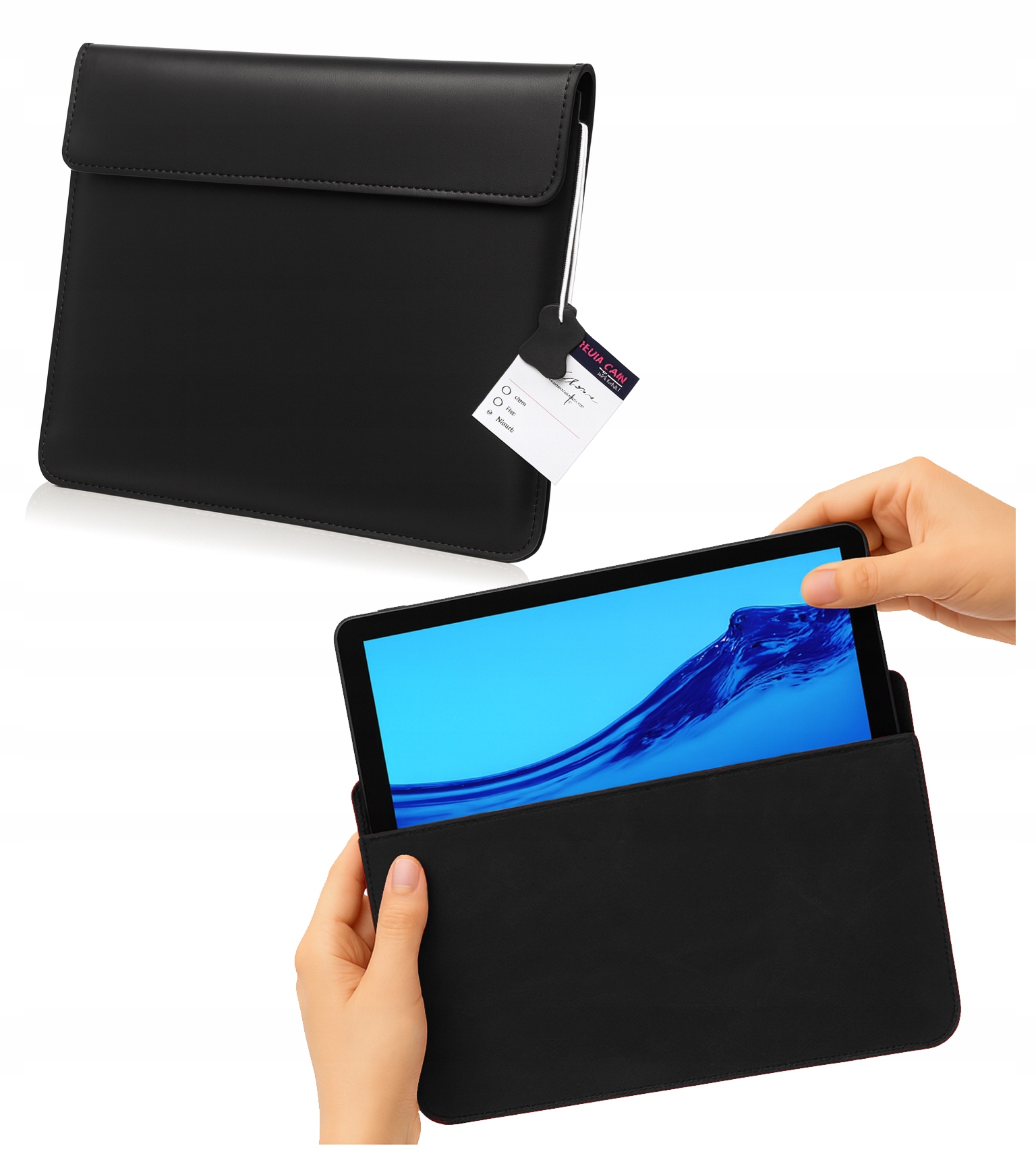 Etui na Tablet uniwersalne Skórzane poziome z klapką 282x178x9mm czarne